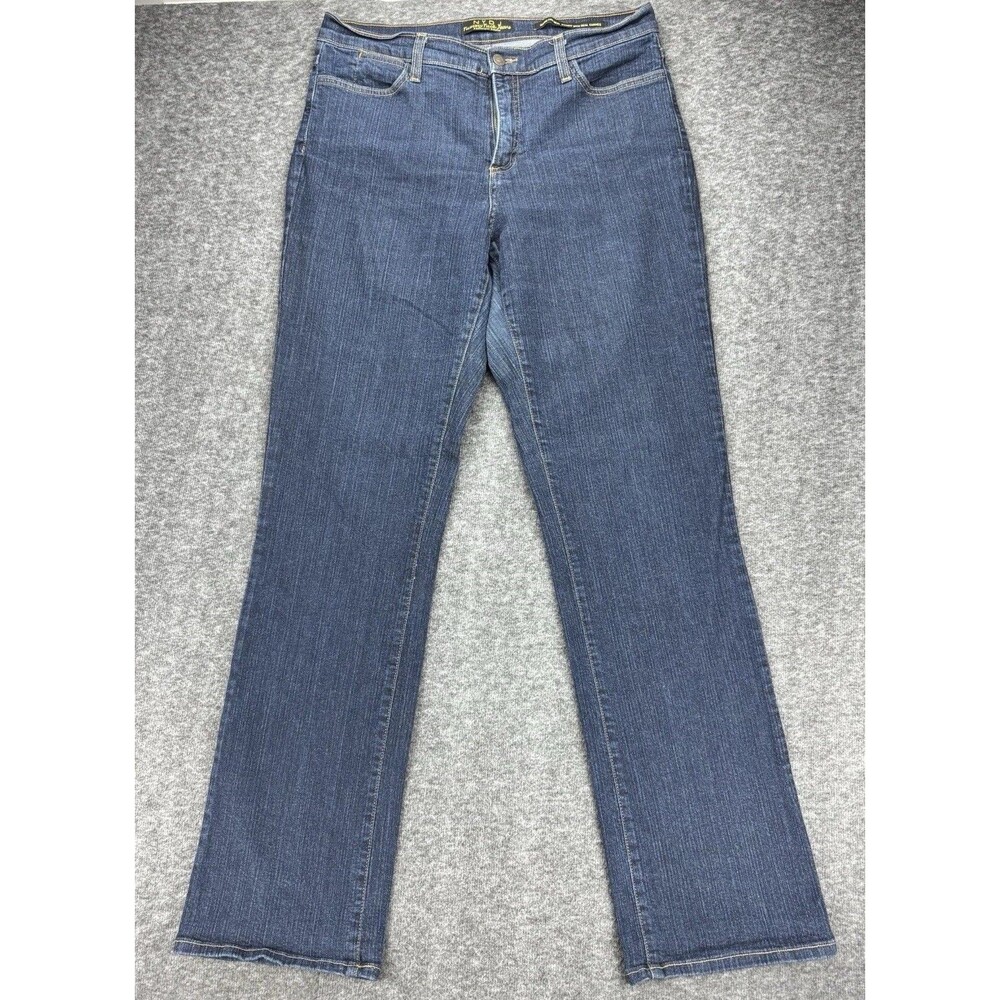 NYDJ TummyTuck Jeans Womens Size 12 Dark Wash Stretch Straight Leg Premium Denim